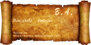 Baczkó Ambos névjegykártya